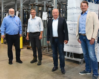 from left: Thomas Graf, Project Manager Semco; Norbert Gardemann, Project Manager A+W; Heiko Schuh, A+W Clarity Director Sales Central Europe; Marcus Lampen, IT Manager Semco.